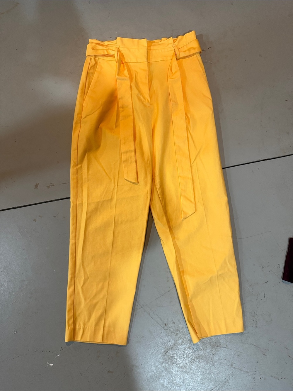 Yellow High-Waist Paperbag Trousers